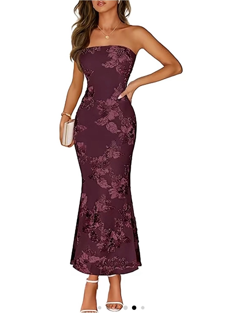 NWT Merokeety burgundy floral maxi dress